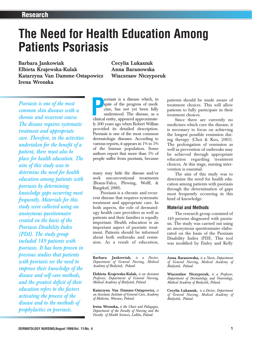patient education for psoriasis