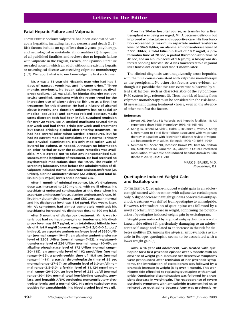 (PDF) QuetiapineInduced Weight Gain and Escitalopram