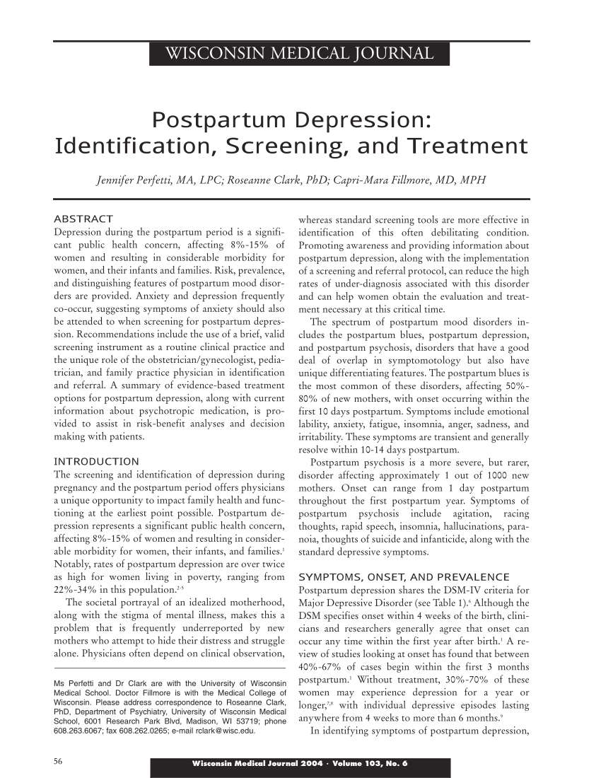 postpartum depression research paper conclusion