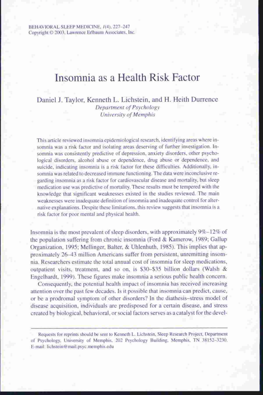 research article insomnia