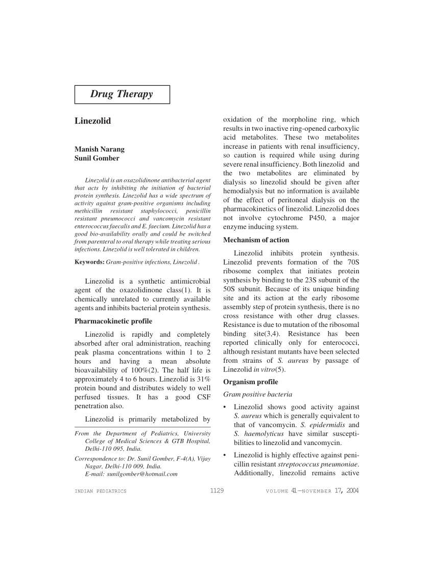 Pdf Linezolid