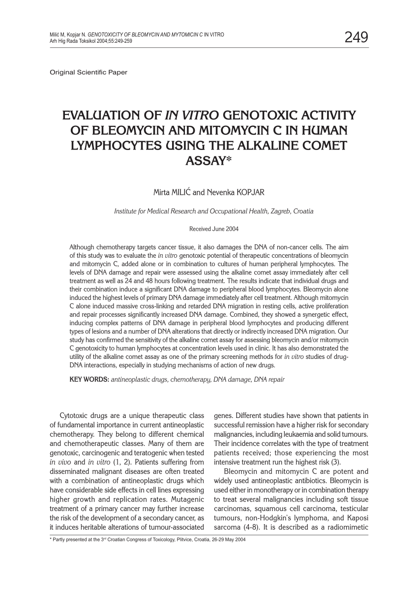 (PDF) Evaluation of in vitro genotoxic activity of bleomycin and ...