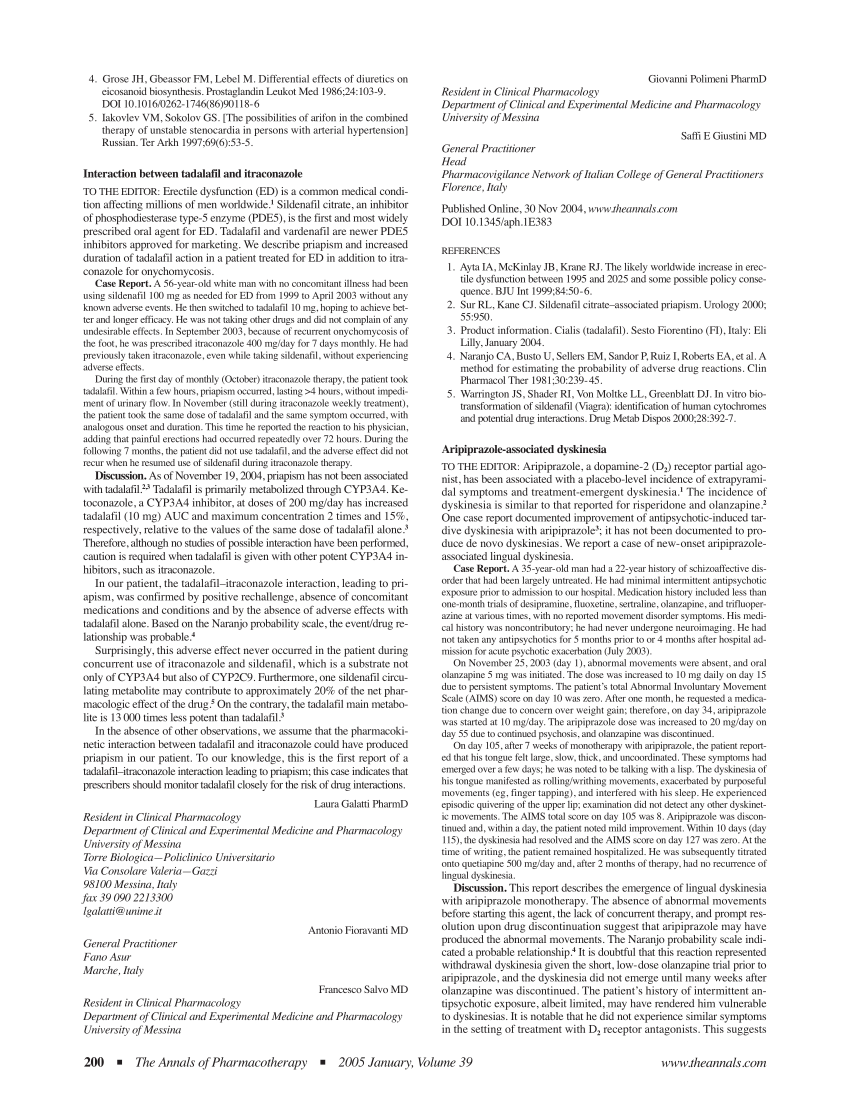 (PDF) Interaction between Tadalafil and Itraconazole