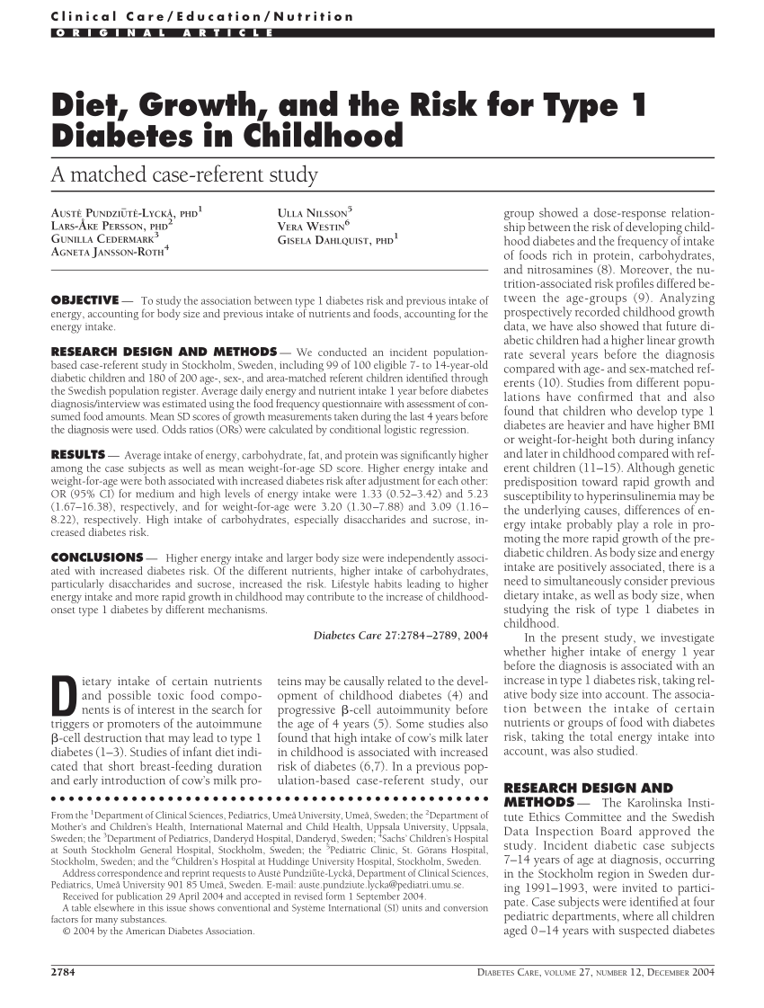 case study type 1 diabetes in a child