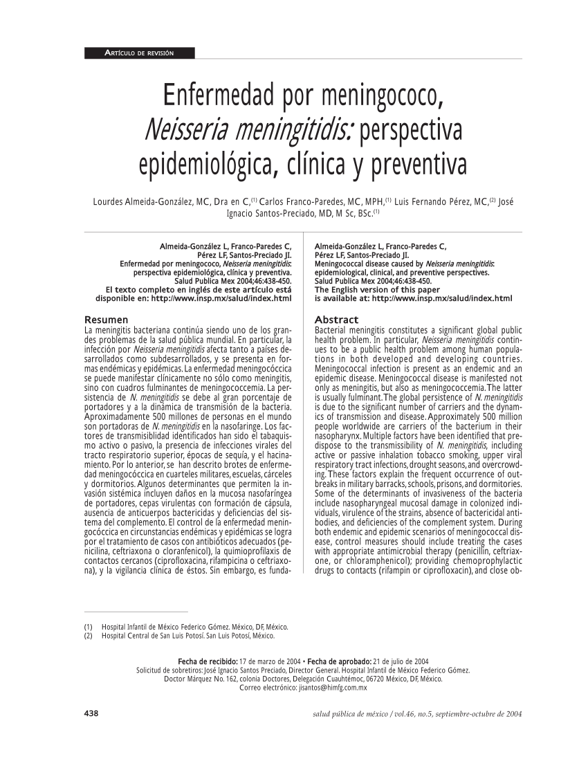 Pdf Meningococcal Disease Caused By Neisseria Meningitidis Epidemiological Clinical And 6434