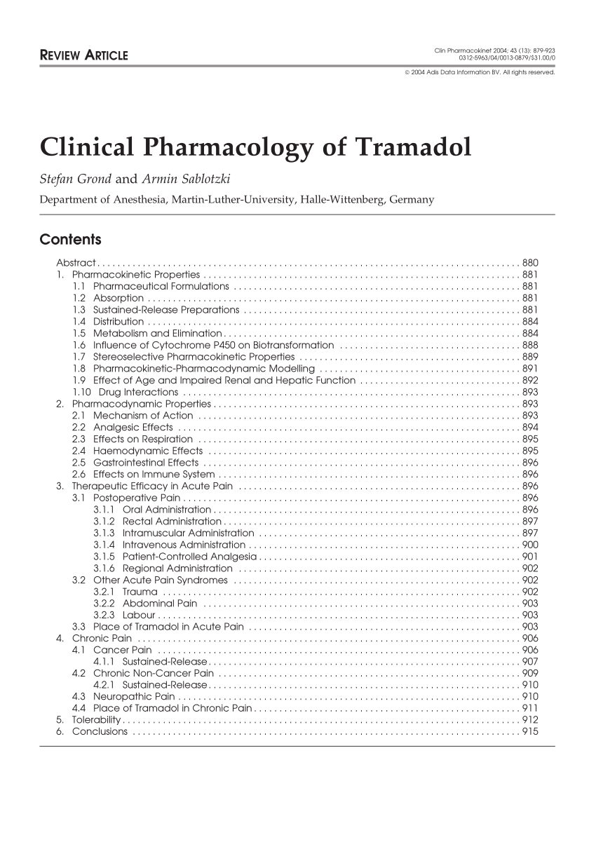 PHARMACOLOGY NAME OF TRAMADOL