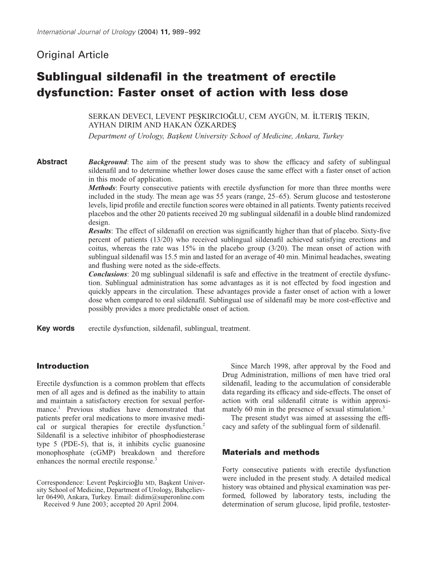 PDF Sublingual sildenafil in the treatment of erectile