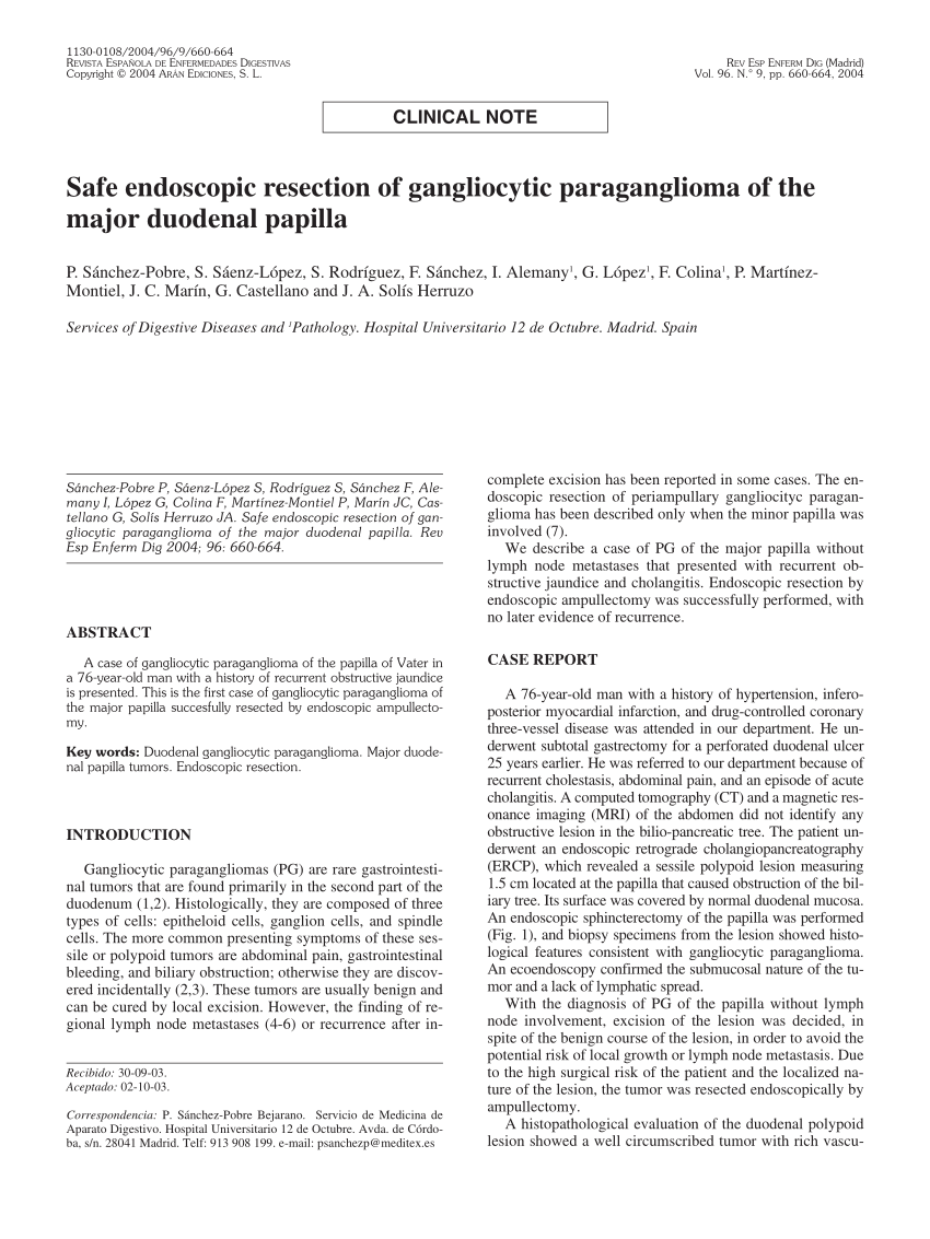 Pdf Safe Endoscopic Resection Of Gangliocytic Paraganglioma Of The Major Duodenal Papilla