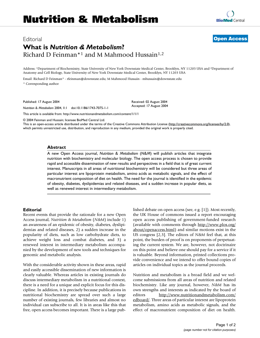 (PDF) What is Nutrition & Metabolism?