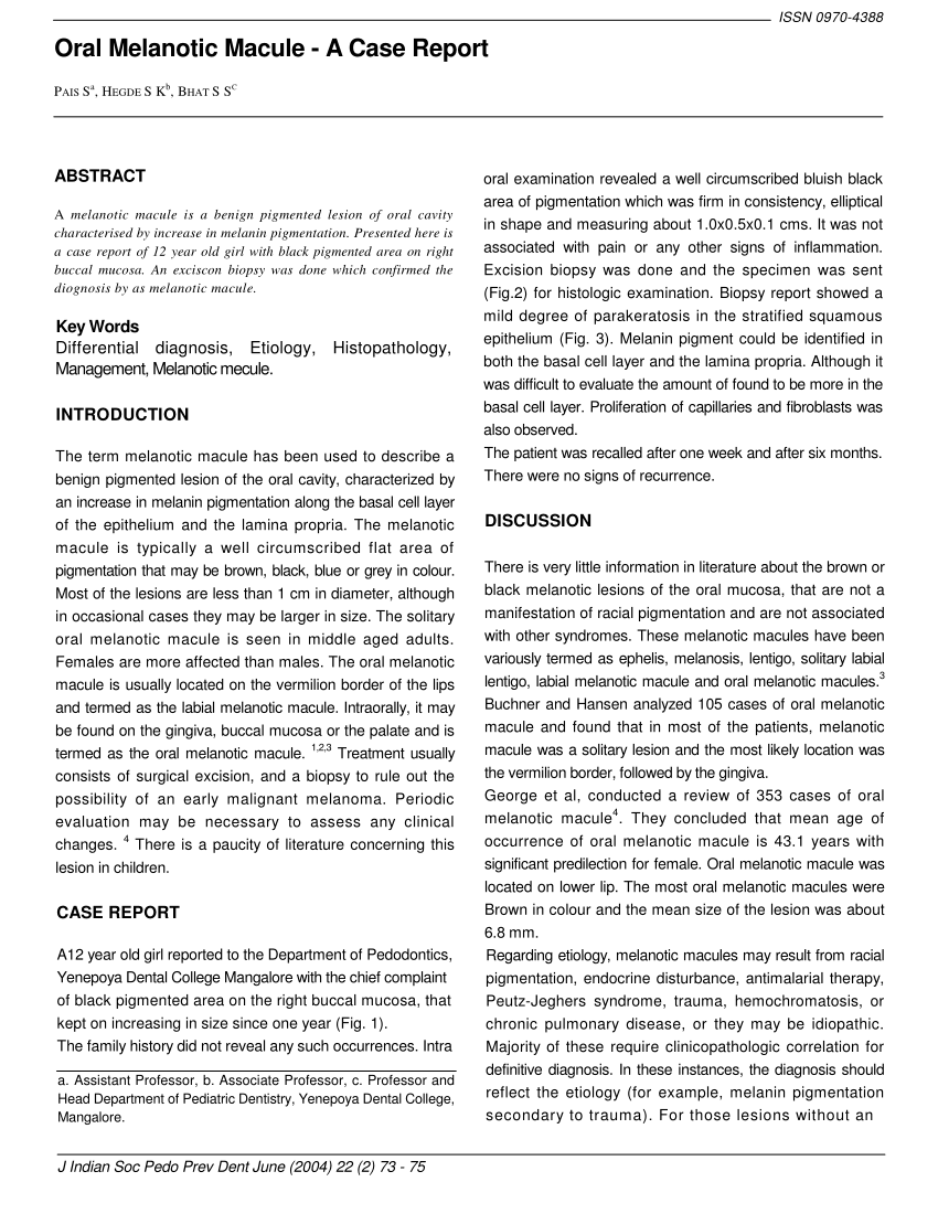 PDF) Oral melanotic macule--a case report