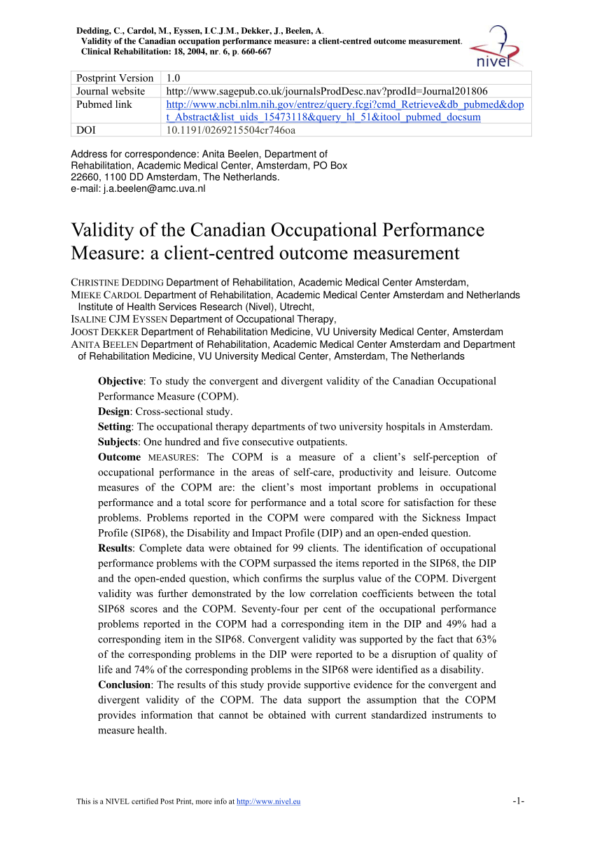 PDF] Using the Canadian Model of Occupational Performance in occupational  therapy practice: A case study enquiry