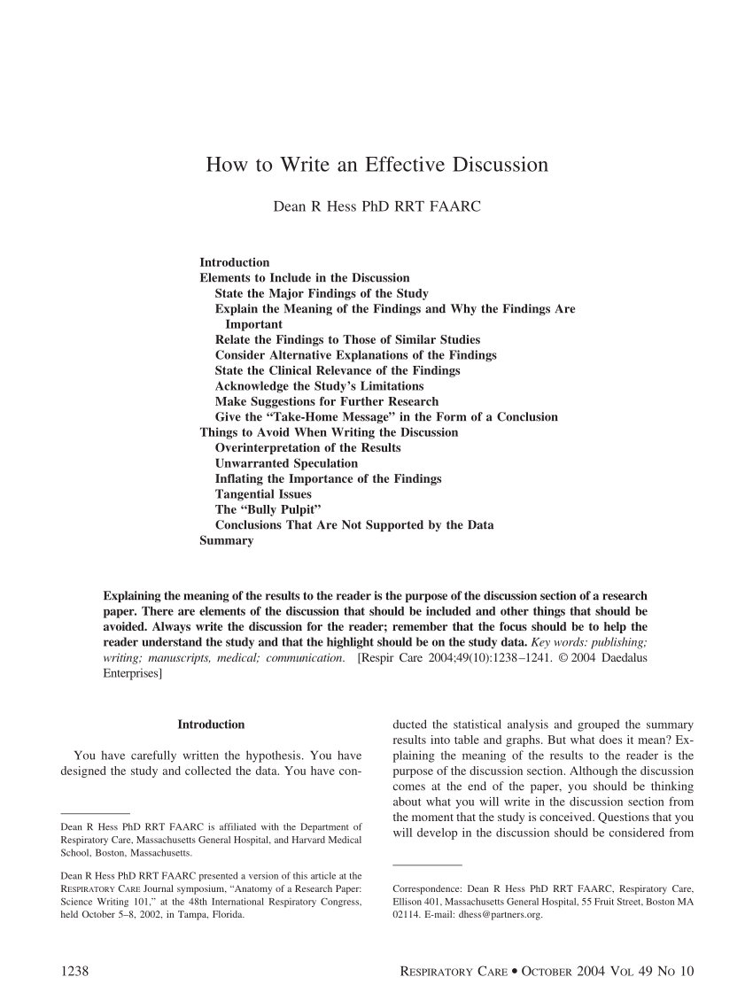 PDF) How to write an effective discussion