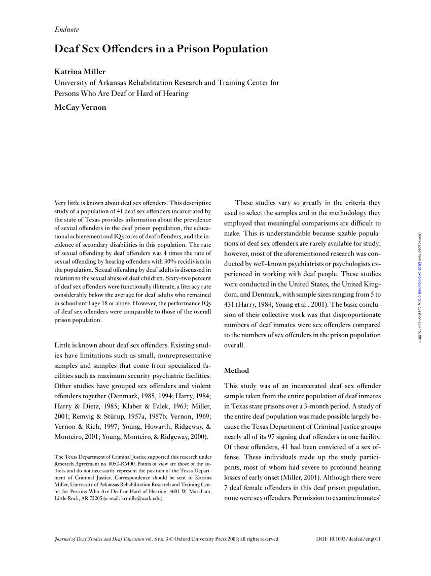 PDF) Deaf Sex Offenders in a Prison Population