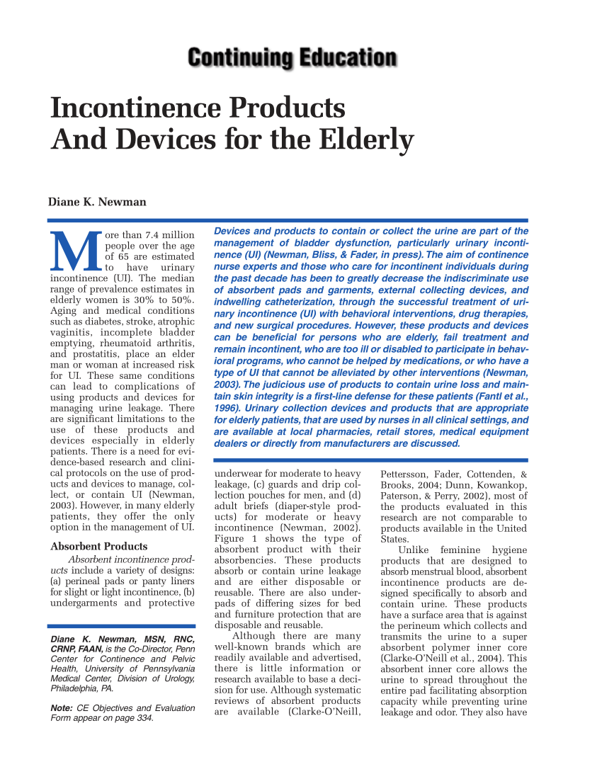 PDF) Incontinence products and devices for the elderly