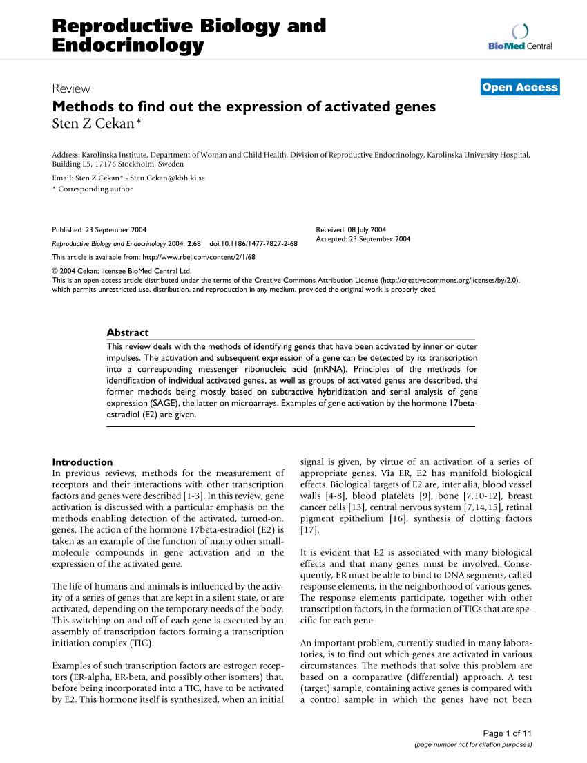 Pdf Methods To Find Out The Expression Of Activated Genes