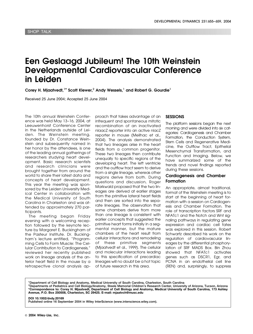 (PDF) Een geslaagd jubileum! The 10th Weinstein Developmental