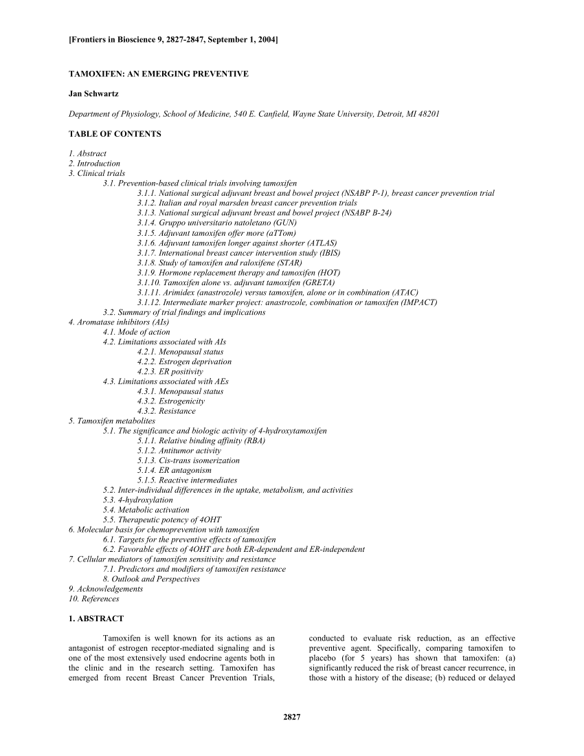 PDF) Tamoxifen: An emerging preventive