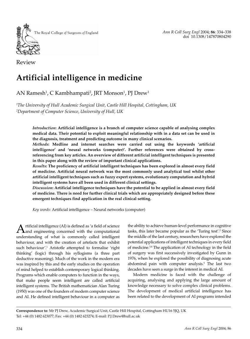 ieee research paper on artificial intelligence in healthcare