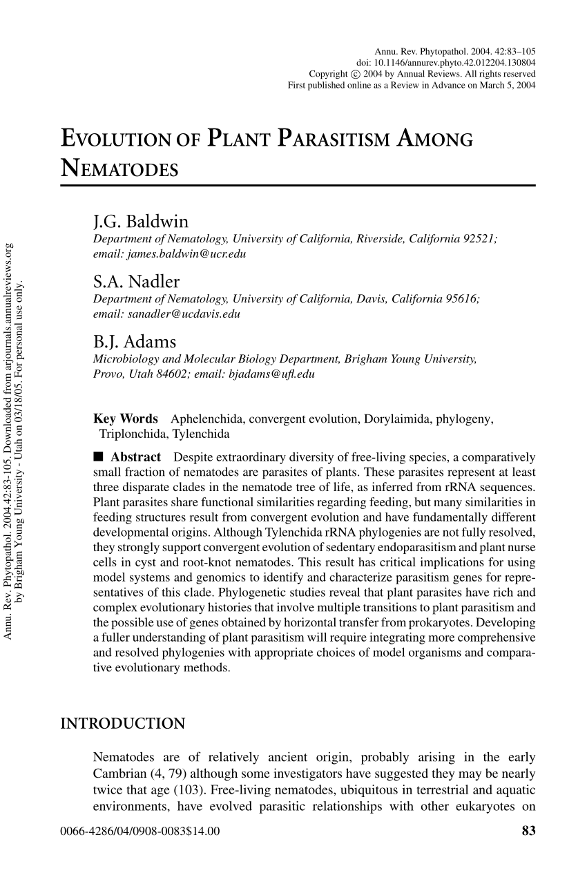 evolution of parasitism research paper