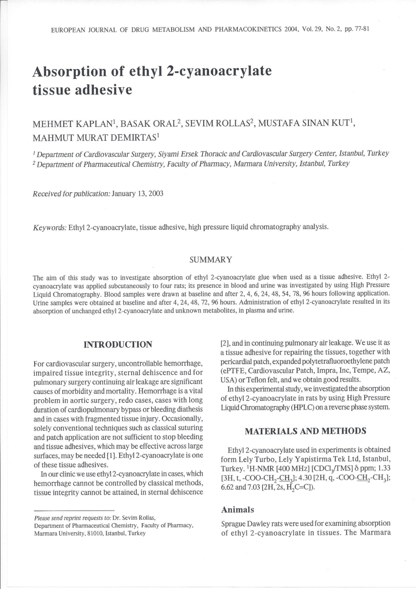 ethyl 2 cyanoacrylate on skin