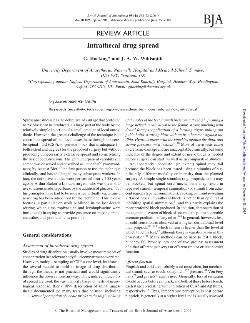 PDF Intrathecal drug spread