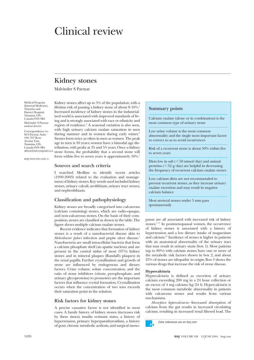 kidney stone research paper pdf