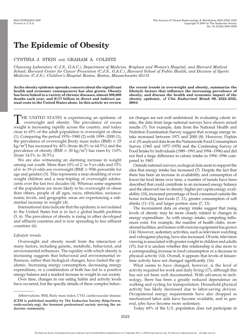 obesity epidemic research papers