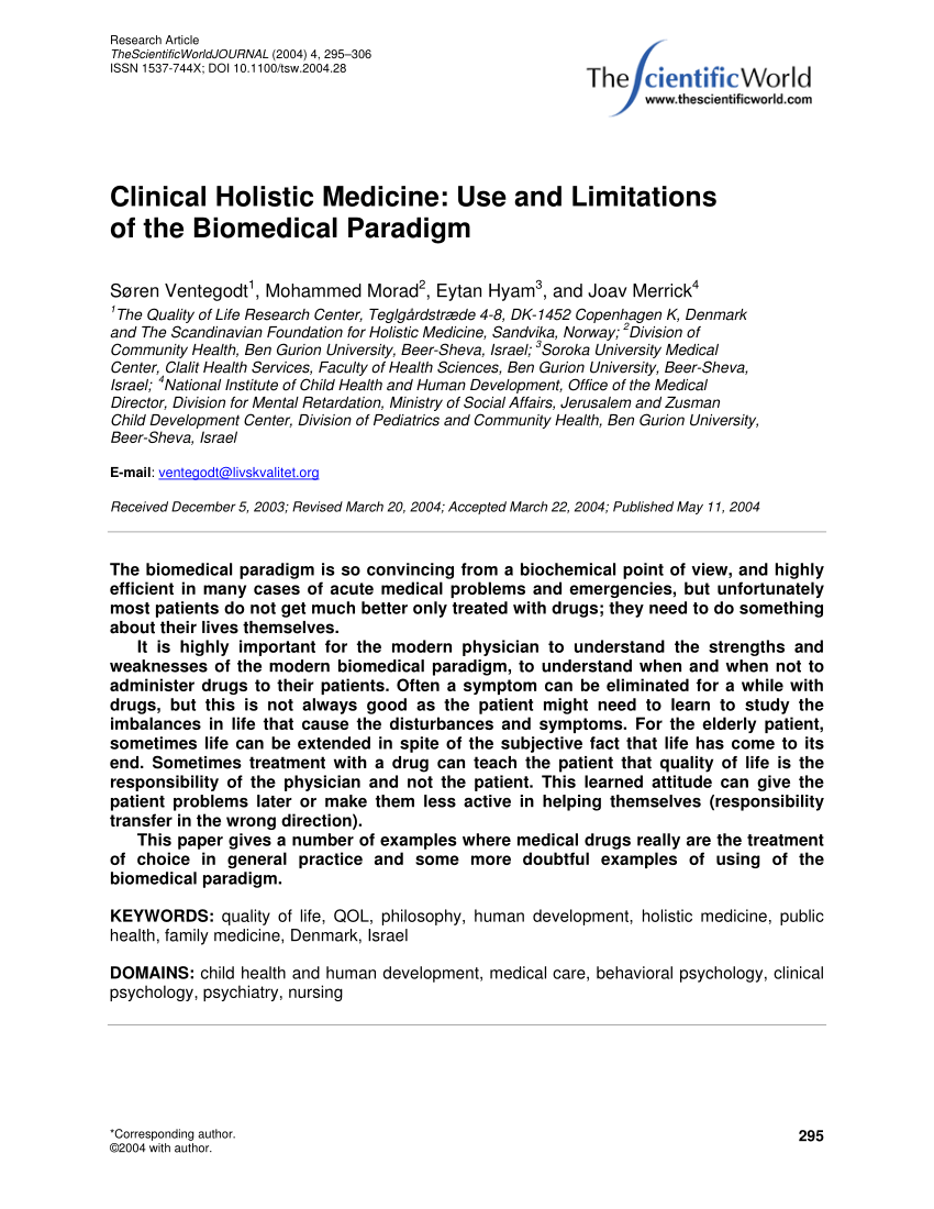 Pdf Clinical Holistic Medicine Use And Limitations Of The