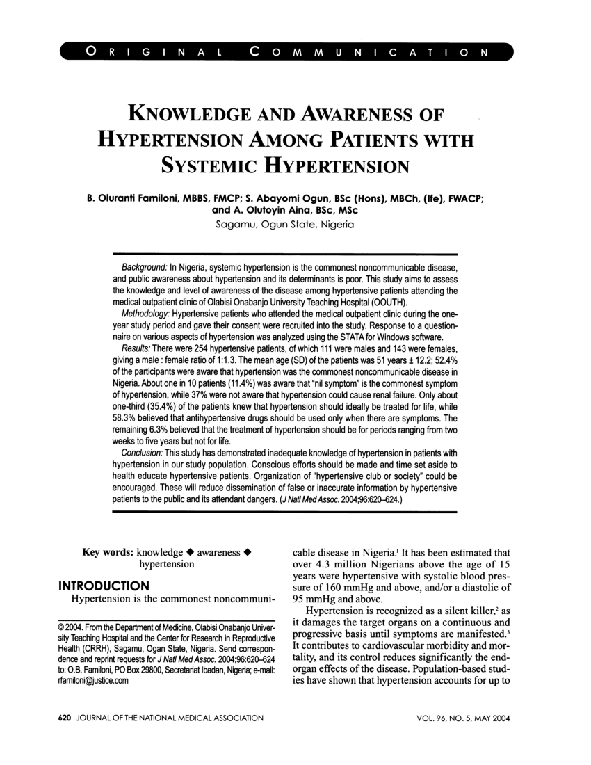 literature review on knowledge of hypertension