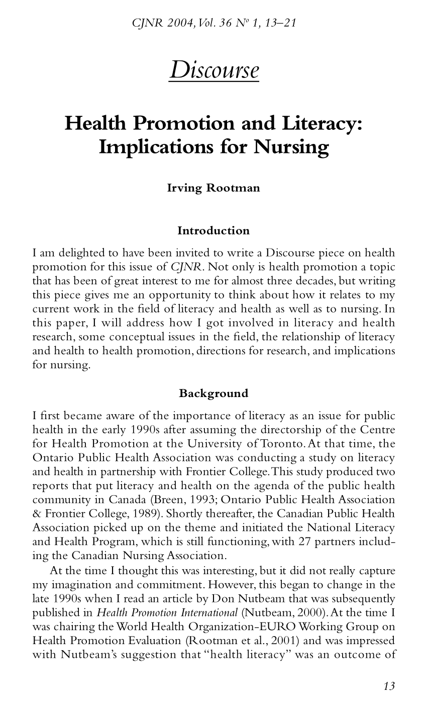 nursing essays health promotion