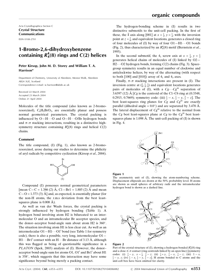 Pdf 1 Bromo 2 6 Dihydroxybenzene Containing R 4 4 8 Rings And C 2 Helices