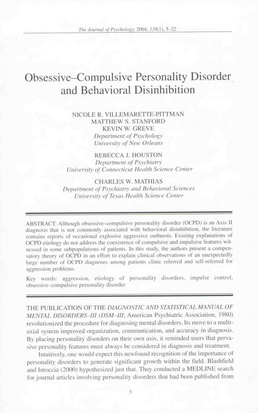 obsessive compulsive personality disorder case study pdf
