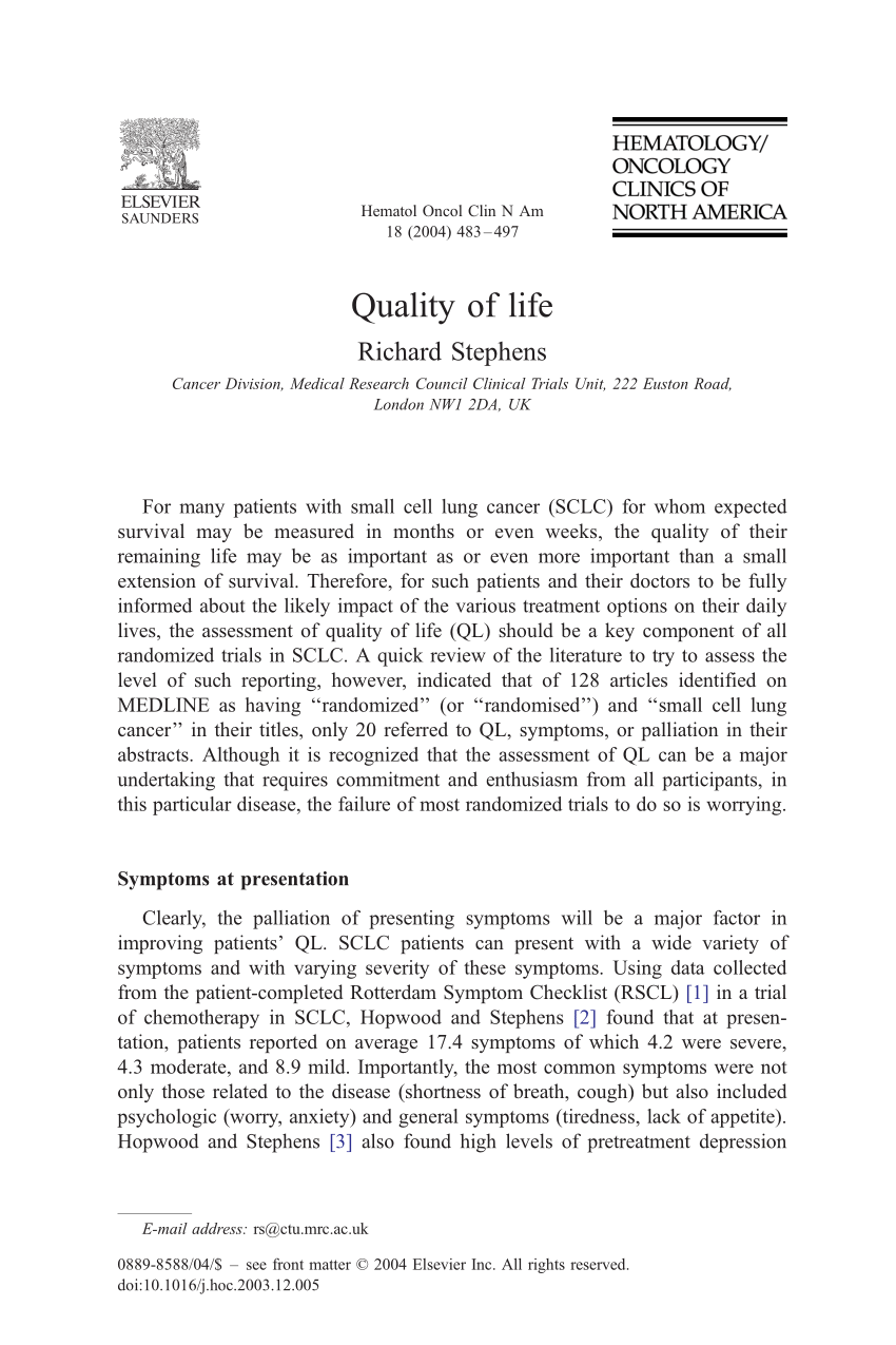 essay about quality of life