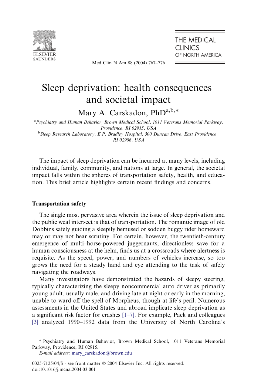 sleep deprivation research paper introduction