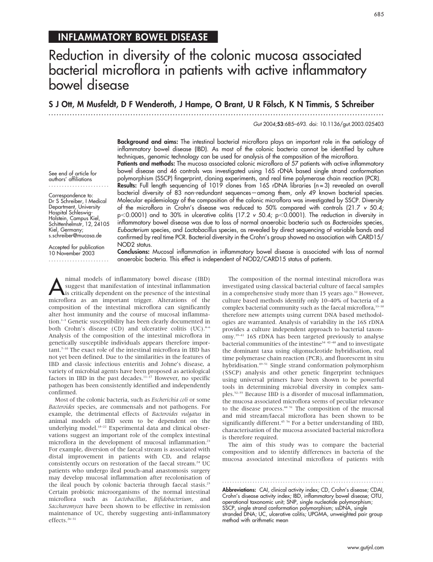 PDF) Reduction in diversity of the colonic mucosa associated ...