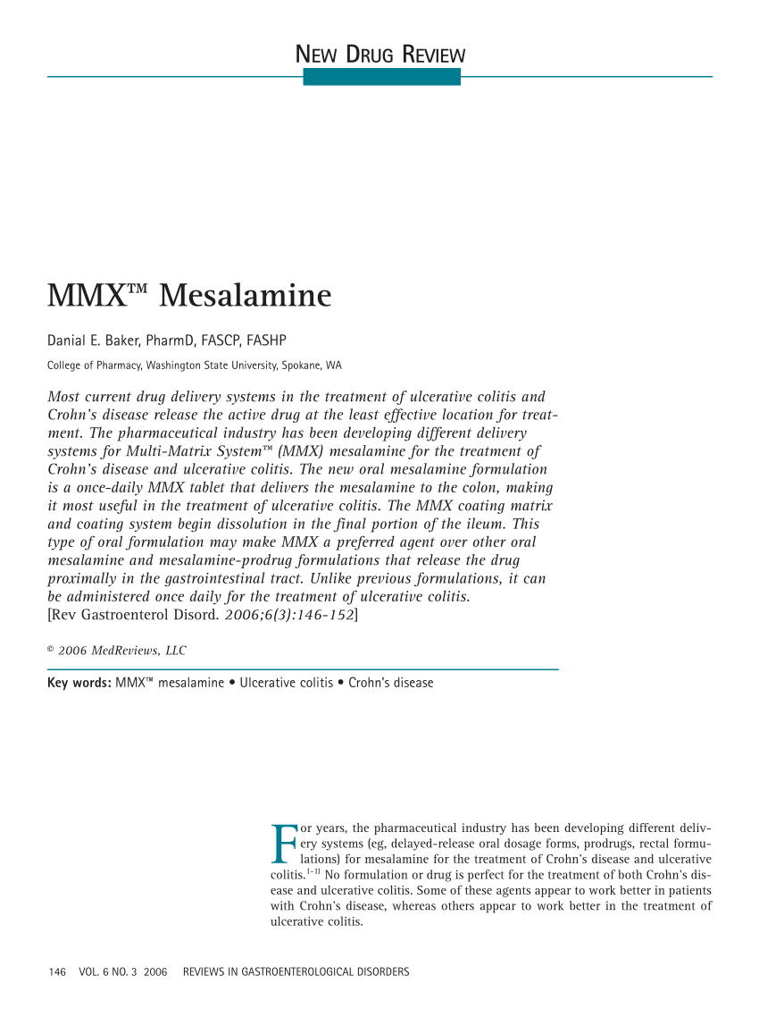 Mesalamine Comparison Chart