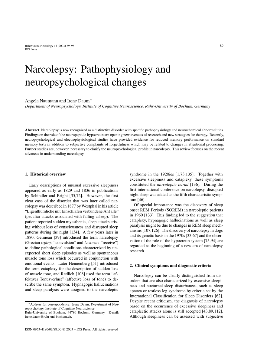 narcolepsy research paper conclusion