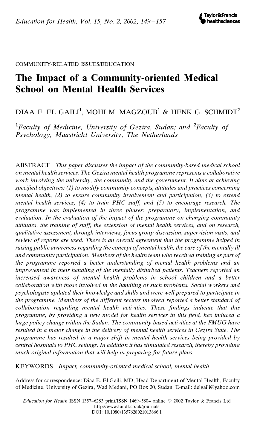 research on mental health services