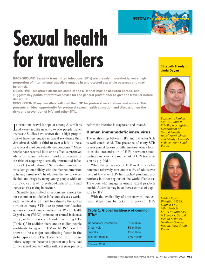 PDF Sexual health for travellers