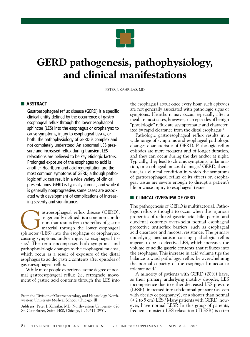 (PDF) GERD pathogenesis, pathophysiology, and clinical ...