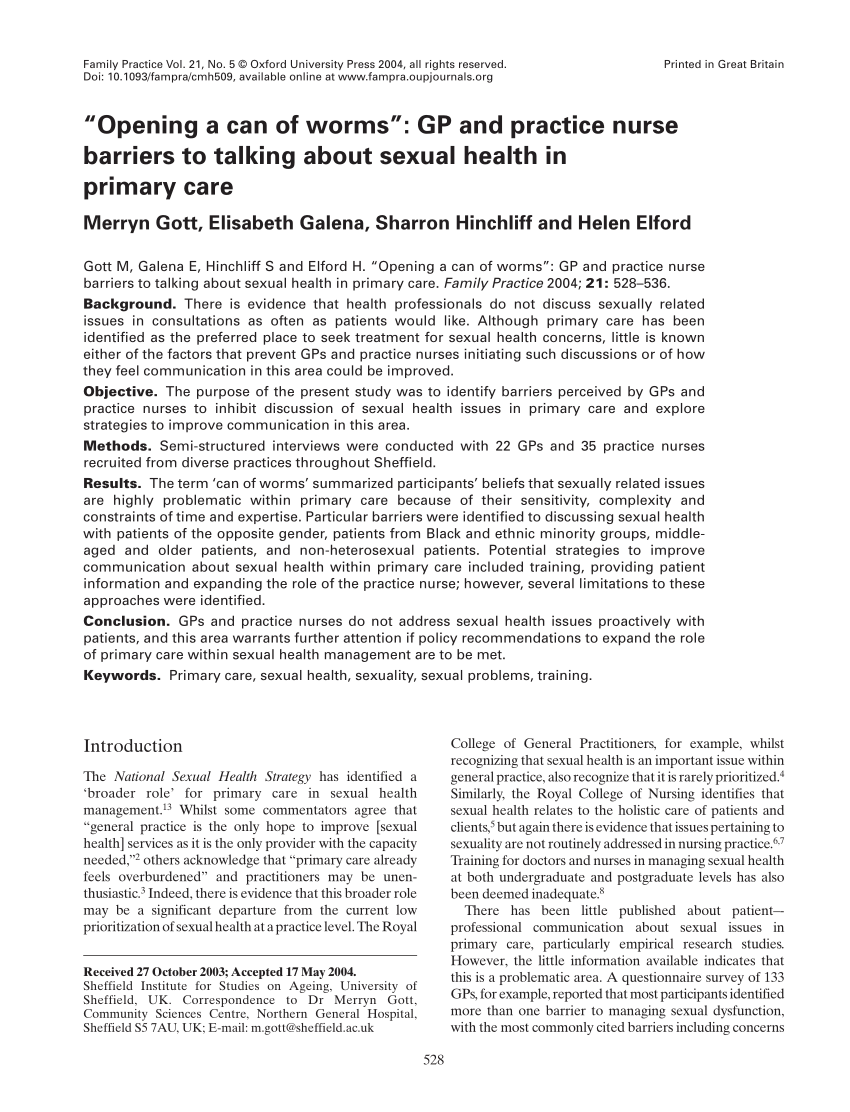 PDF Barriers to seeking treatment for sexual problems in primary