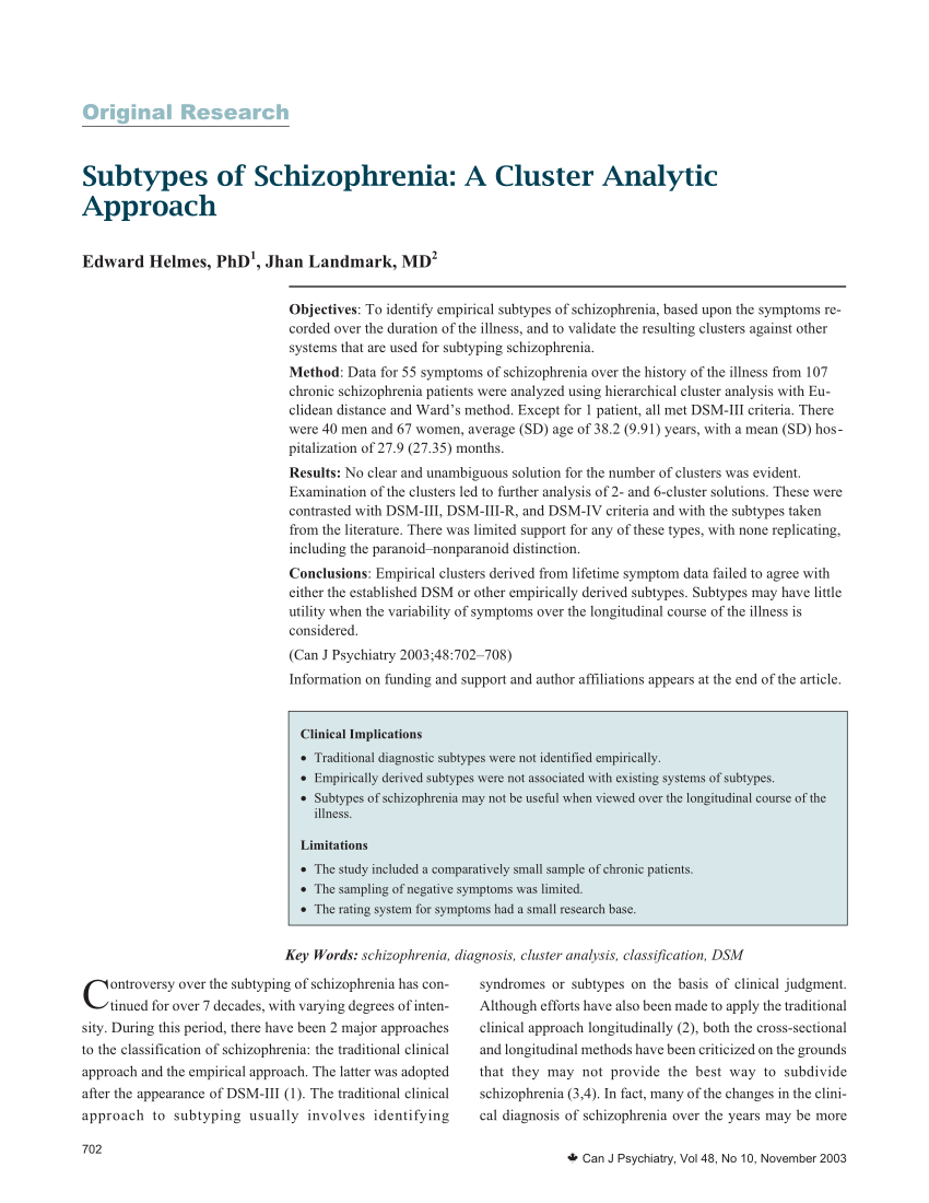 empirical research articles on schizophrenia