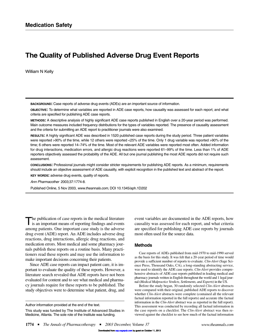 adverse drug events case study