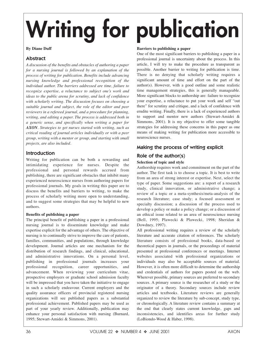 (PDF) Writing for publication