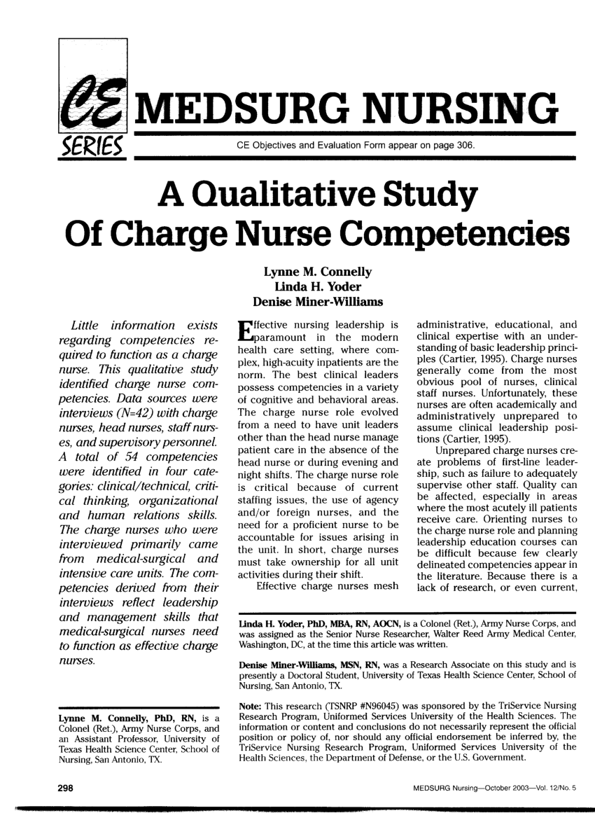 PDF) A qualitative study of charge nurse competencies With Charge Nurse Report Sheet Template