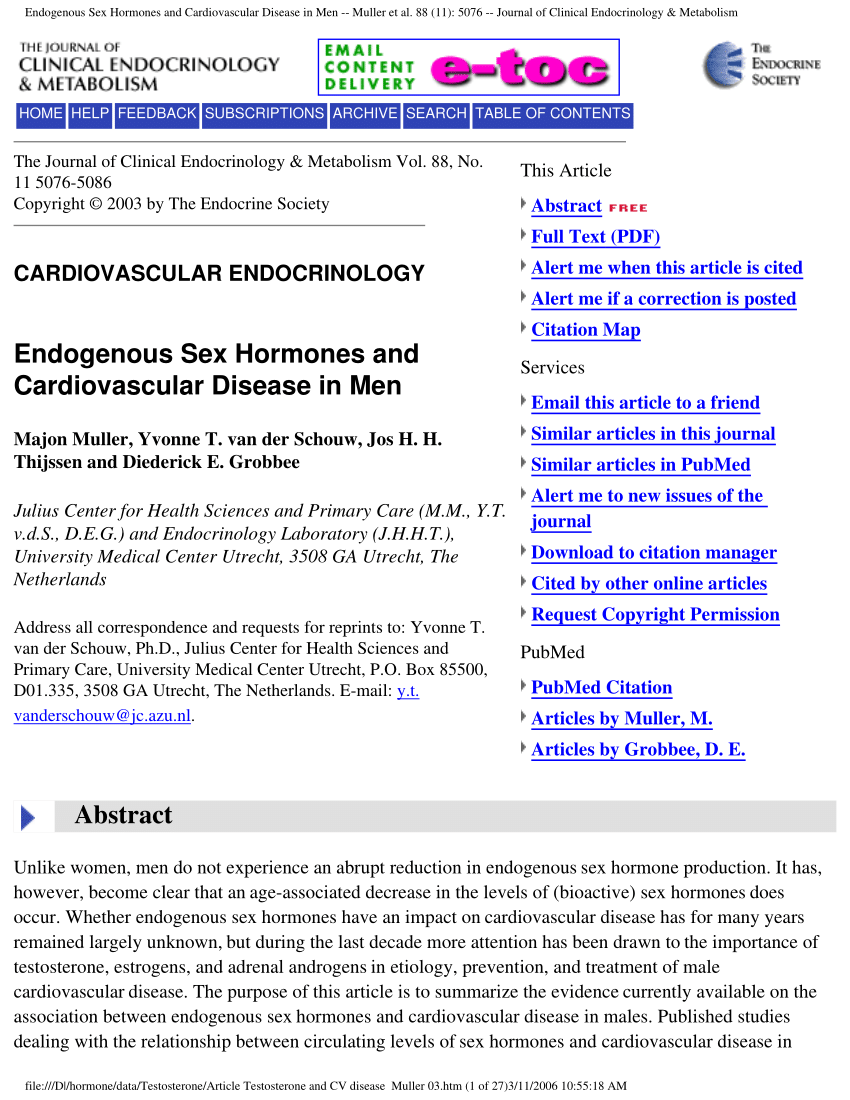 PDF) Endogenous Sex Hormones and Cardiovascular Disease in Men