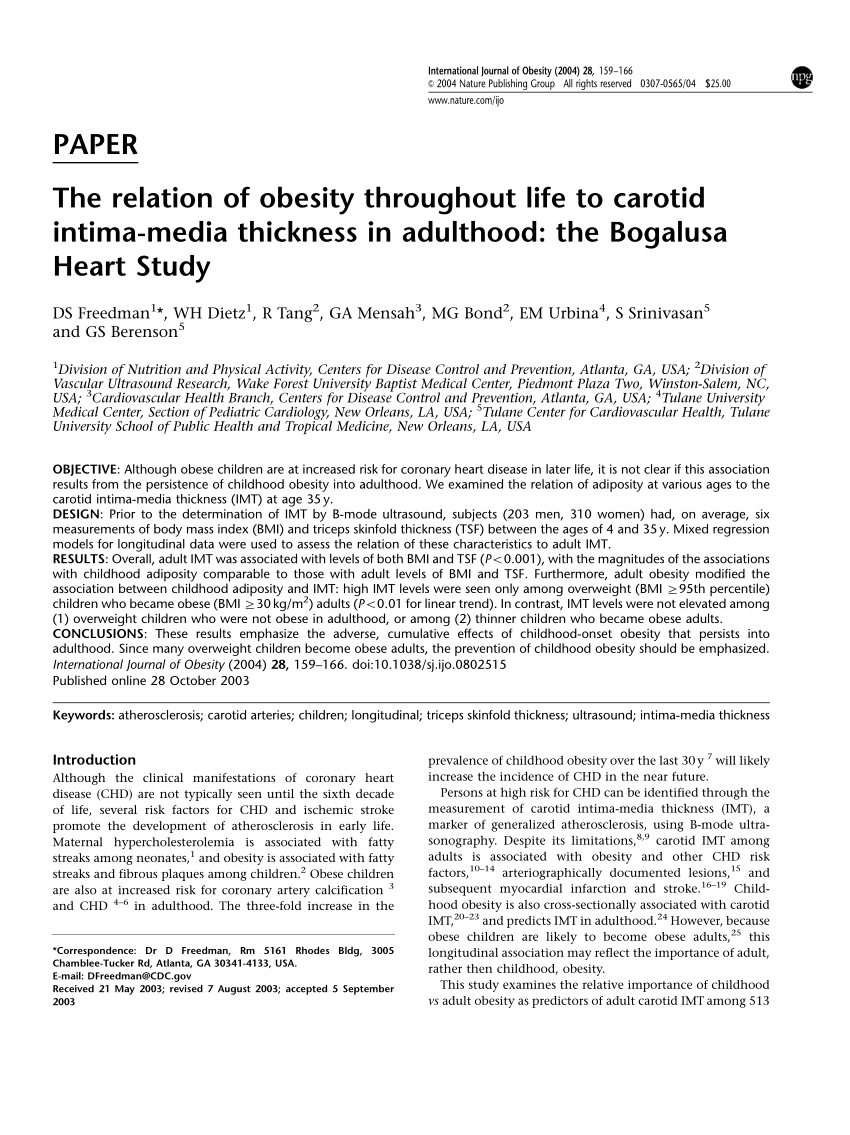 PDF) The relation of obesity throughout life to carotid intima ...