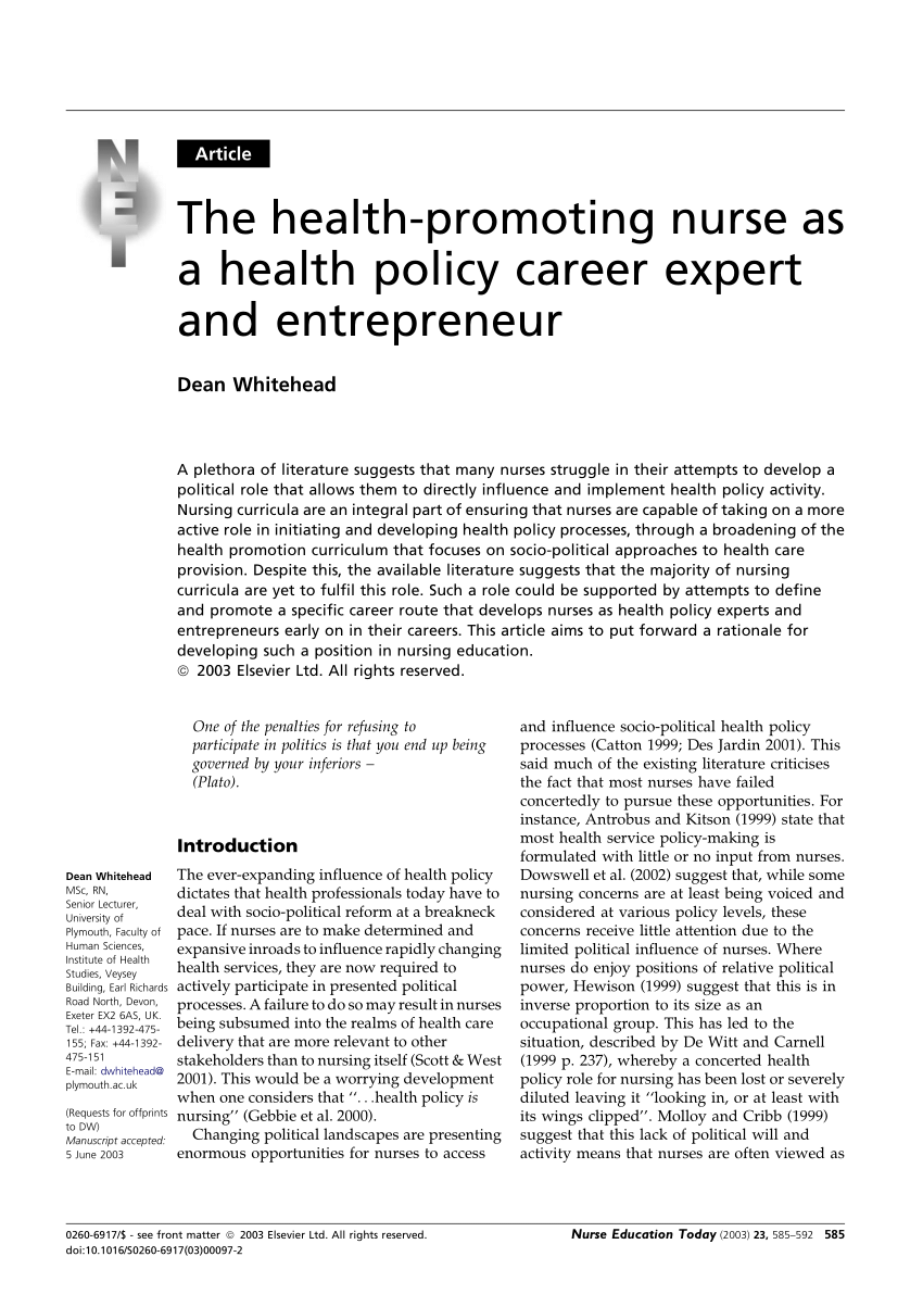 How Does Nursing Influence Health Care Policy?