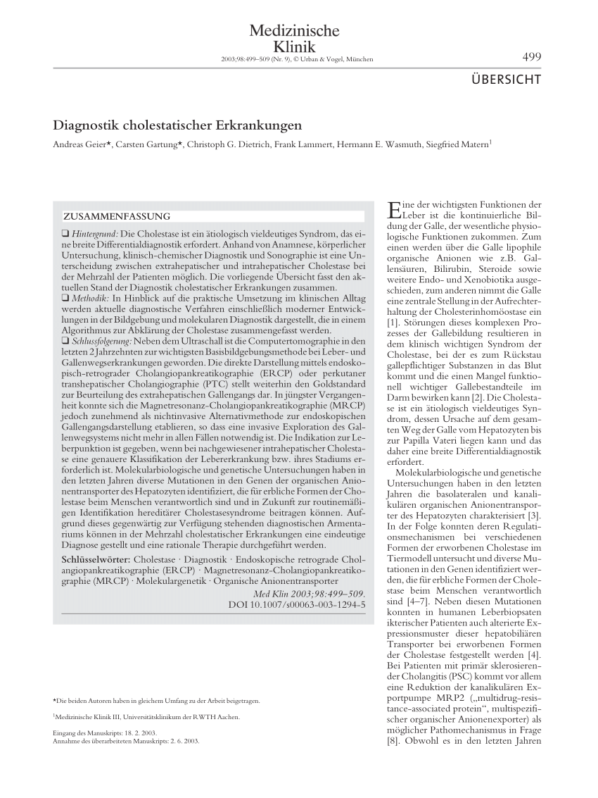 PDF) [Diagnosis of cholestatic disorders].